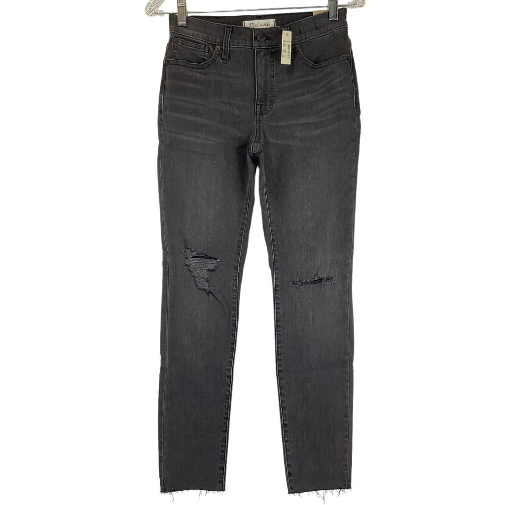 Madewell Jeans Women's 26p Gray 9" High Rise Skinny Crop Raw Hem Stretch $138